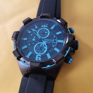 Mens blue and black Invicta Aviator watch with case